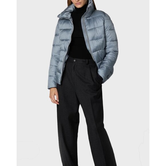 NWT NEW Save The Duck Elsie Blue Fog Faux Down Quilted Puffer Jacket L - Picture 3 of 8